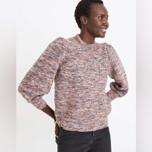 Madewell Women's Marled Crewneck Sweater - Pink and Gray